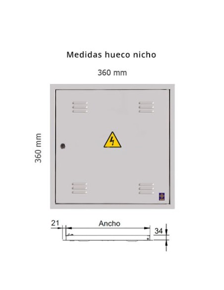 Puerta metálica de exterior luz 360x360mm con marco Z.