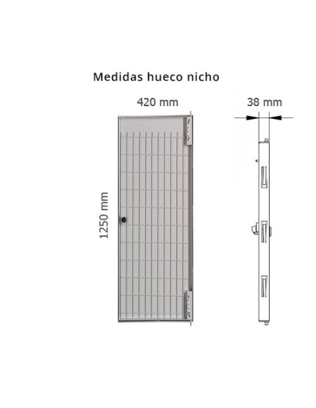 Puerta metálica panelable luz 420x1250mm de exterior.