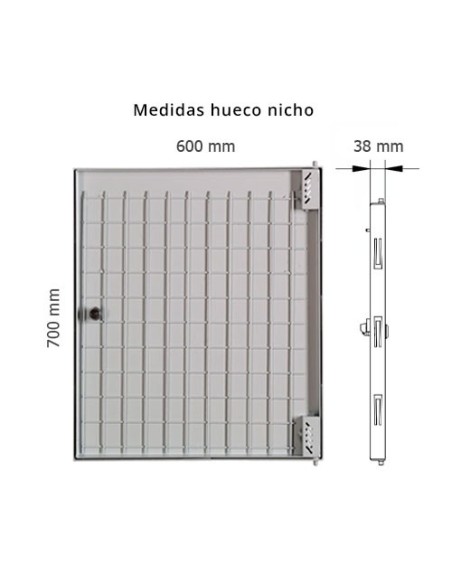 Puerta metálica panelable luz 600x700mm de exterior.
