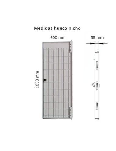 Puerta metálica panelable luz 600x1650mm de exterior.
