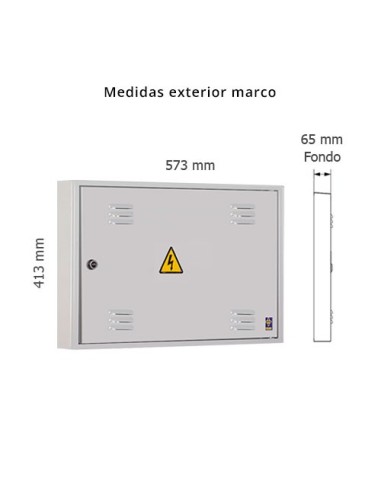 Puerta metálica de superficie luz 573x413x65mm de exterior.