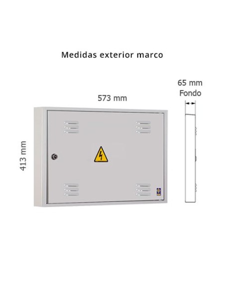 Puerta metálica de superficie luz 573x413x65mm de exterior.