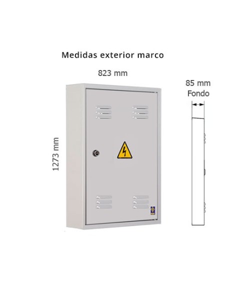 Puerta metálica de superficie luz 823x1273x85mm de exterior.