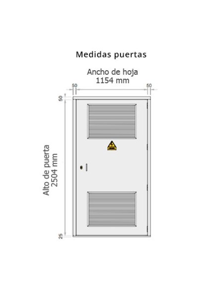 Puerta Centro de transformación 1154x2504mm, 1 hoja, 1 rejilla