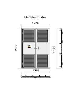 Puerta Centro de transformación 1502mmx2508mm, 2 hojas, 4 rejillas 2