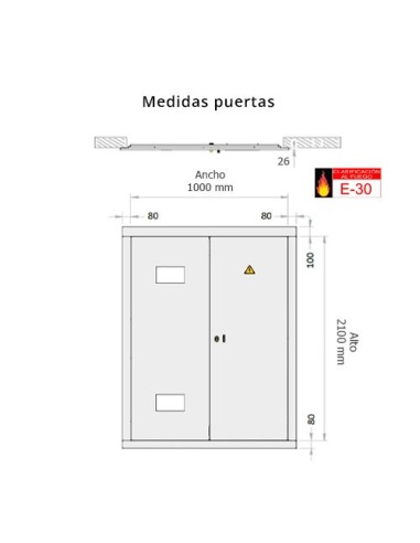 Frontal contadores luz 1000x2100mm, 2 rejillas y protección E-30