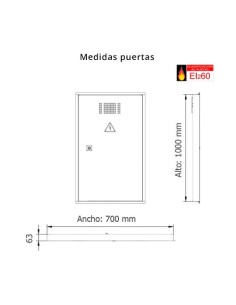 Registro de interior 700x1000mm de 1 hoja, 1 rejilla y protec. EI2-60 2