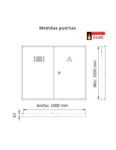 Registro de interior 1000x1000mm de 2 hojas, 1 rejilla y EI2-60 2