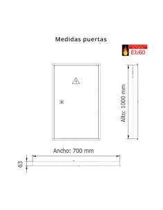 Registro de interior 700x1000mm de 1 hoja sin ventilación y EI2-60 2