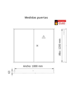 Registro de interior 1000x1200mm de 2 hojas sin ventilación y EI2-60 2