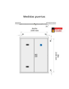 Frontal armario ICT 1000x2100mm, 2 rejillas y protección EI2-60 2