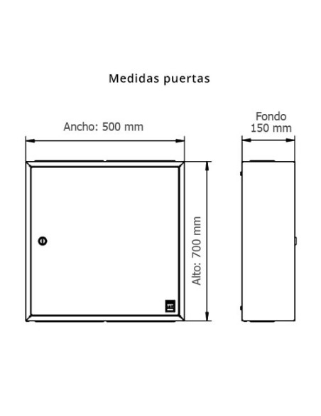 Armario ICT 500x700x150mm registro secundario de 1 puerta