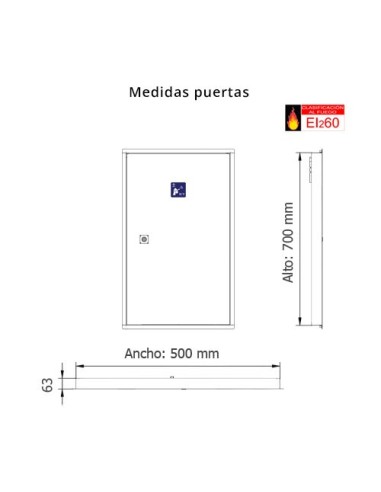 Frontal registro secundario 500x700mm de interior con protec. EI2-60