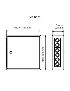 Armario registro de paso ICT 360x360x120mm de 1 puerta 2