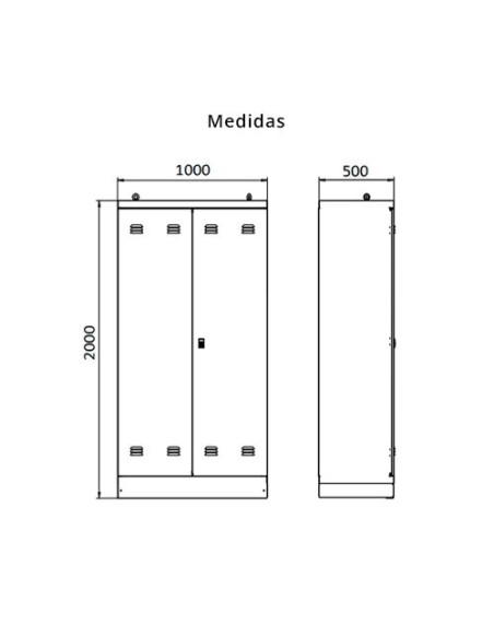 Armario ICT registro principal 1000x2000x500mm, 2 puertas