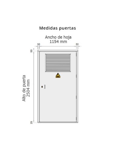 Puerta Centro de transformación 1154x2504mm, 1 hoja, 1 rejilla