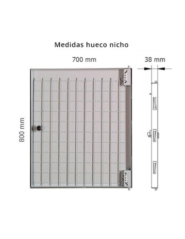 Puerta metálica panelable luz 700x800mm de exterior.