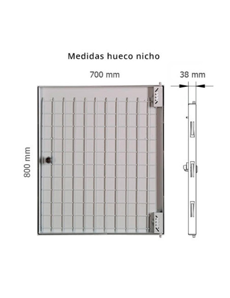 Puerta metálica panelable luz 700x800mm de exterior.
