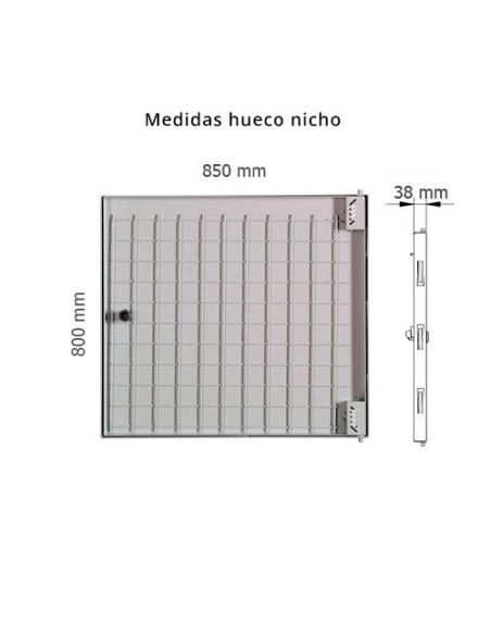 Puerta metálica panelable luz 850x800mm de exterior.